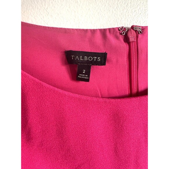 Talbots Magenta Pink Shift Dress 3/4 Bell Sleeves Lined Stretch Size 2 - Picture 3 of 10